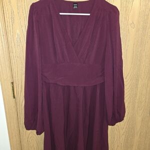 SHEIN Deep Wine Long Sleeve Dress